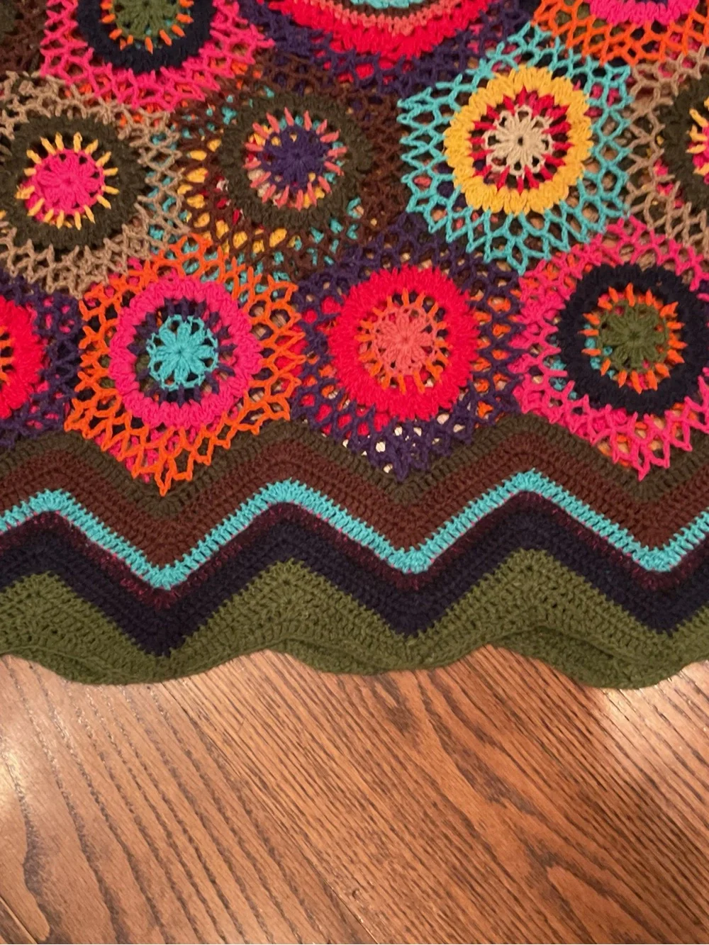 VINTAGE Crochet Multicolor Scoop-Neck Sweater TOTALLY BOHO HIPPIE